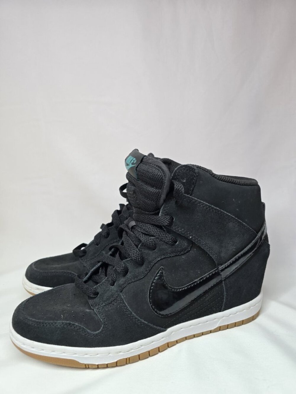 Nike Dunk Sky Hi Hidden Wedge Heel Womens Sneakers Black Suede 644877-011 Size 9